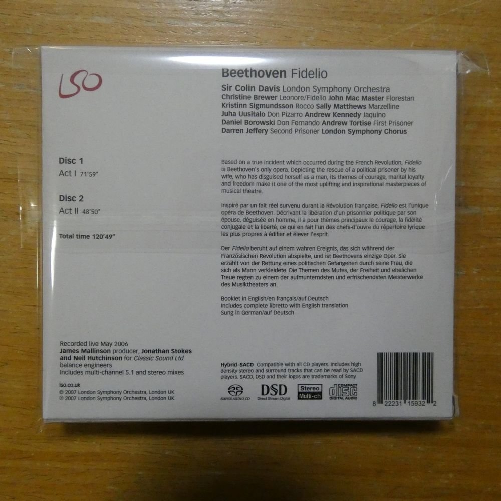 822231159322;【2ハイブリッドSACD】DAVIS / BEETHOVEN: FIDELIO(LSO0593)の画像2