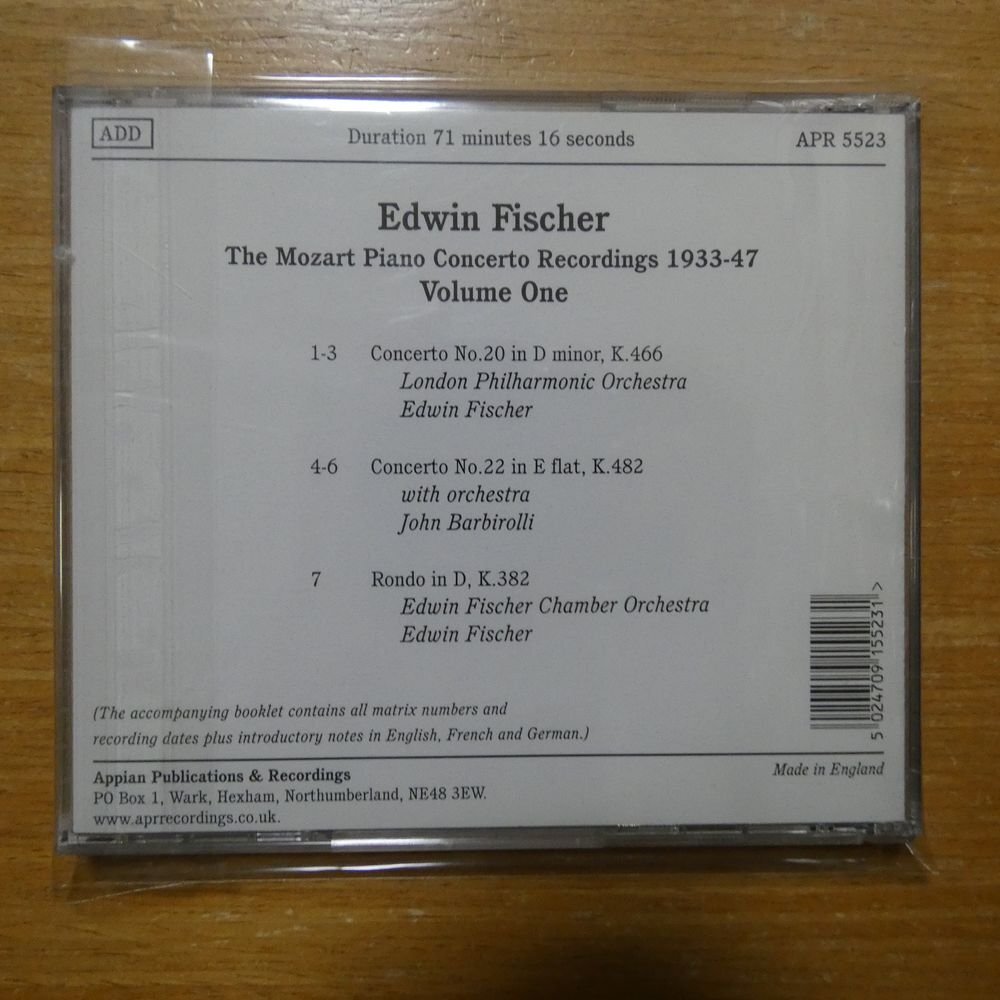 5024709155231;【CD】FISCHER / The Mozart Piano Concerto Recording 1933-47(APR5523)_画像2