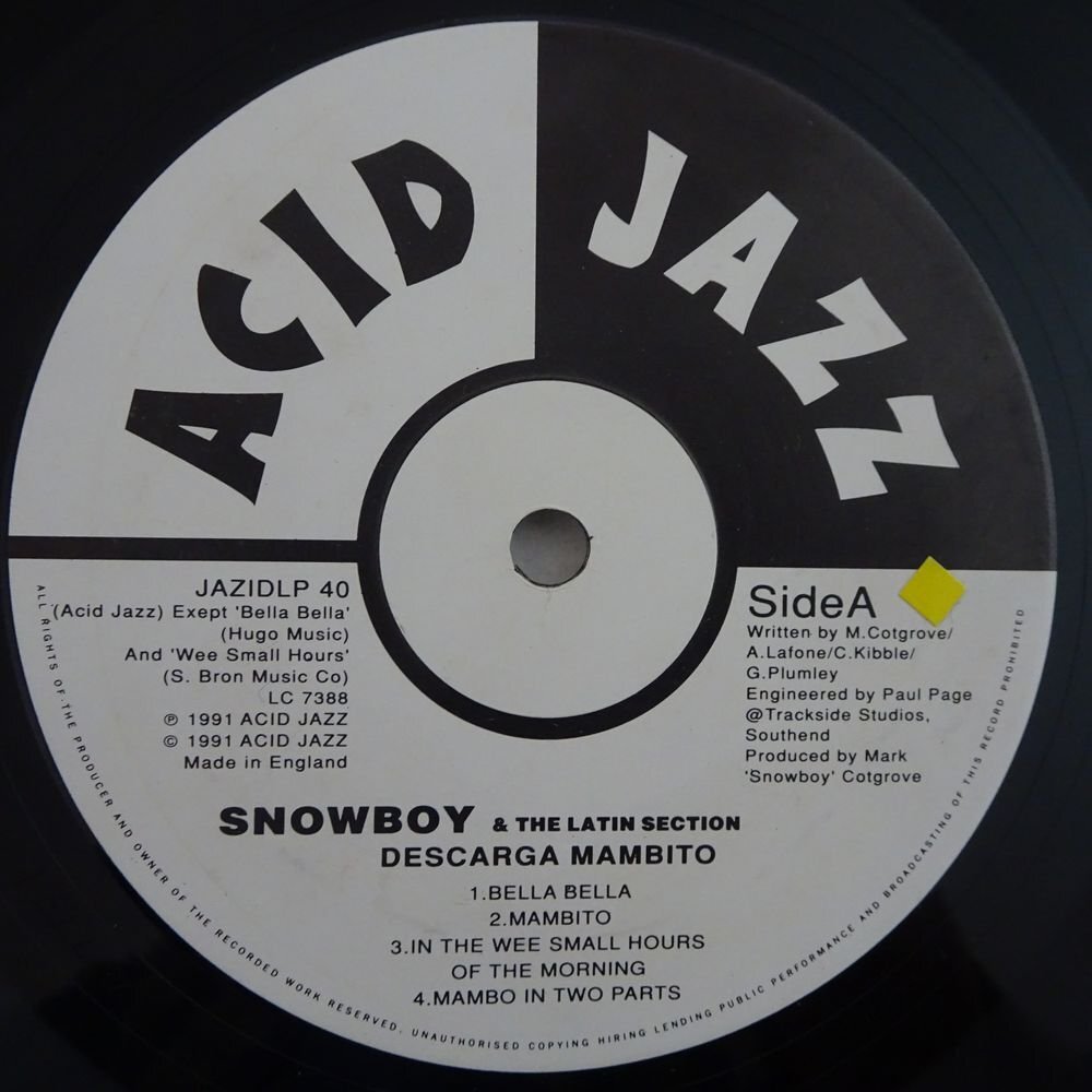 10025494;【UK盤/Acid Jazz】Snowboy & The Latin Section / Descarga Mambitoの画像3