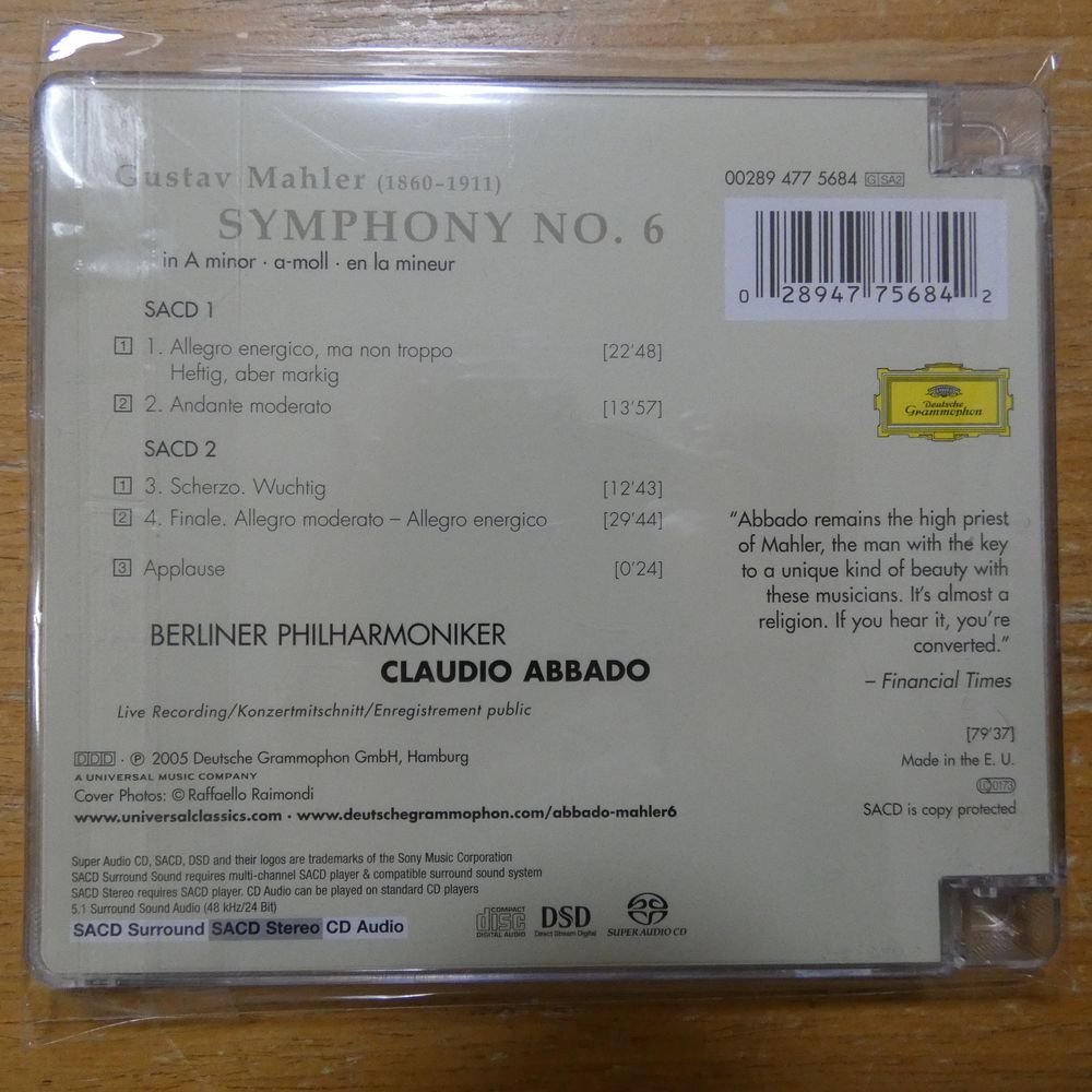 41098289;【CD】ABBADO / MAHLER: SYMPHONY NO.6(002894775684)