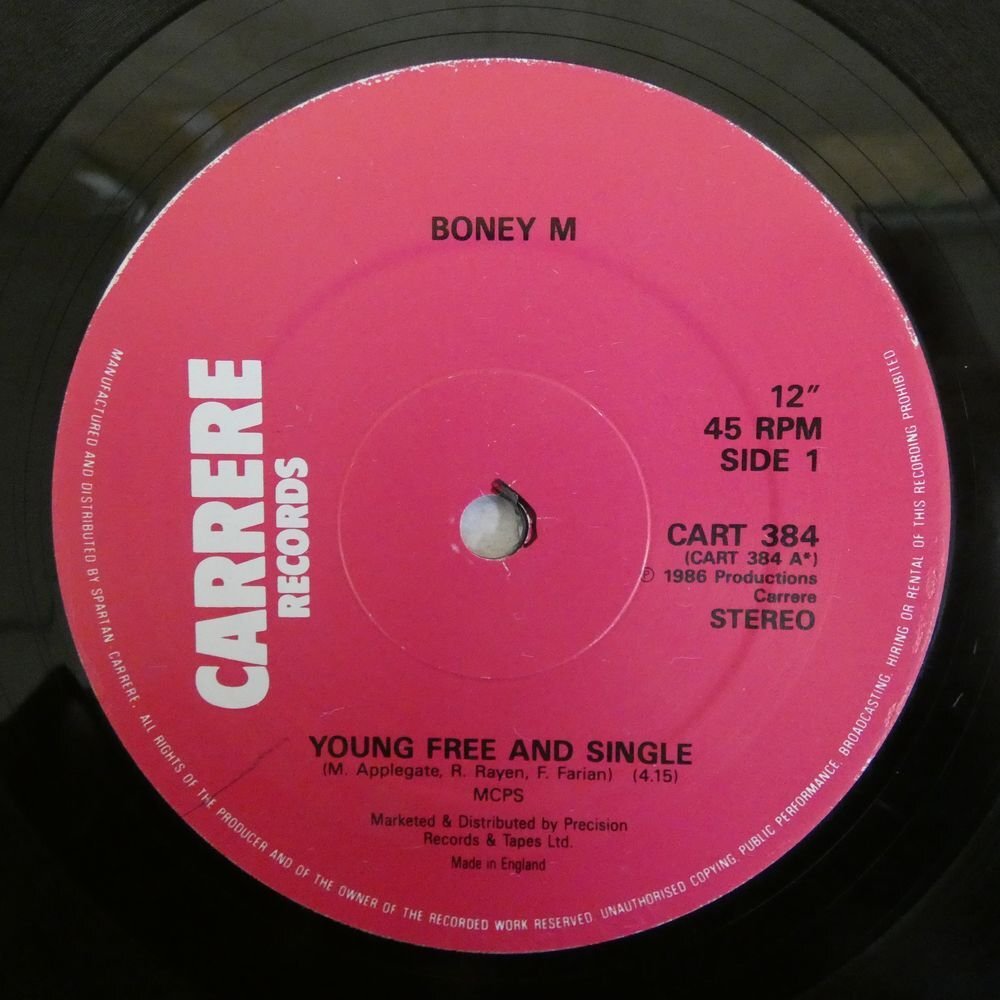 46073493;【UK盤/12inch/45RPM】Boney M. Featuring Bobby Farrell / Young, Free And Singleの画像3