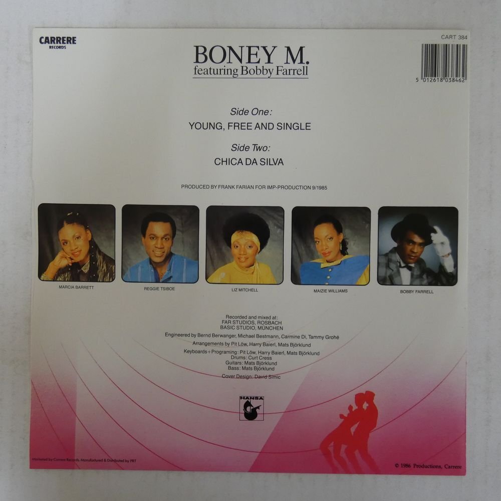 46073493;【UK盤/12inch/45RPM】Boney M. Featuring Bobby Farrell / Young, Free And Singleの画像2