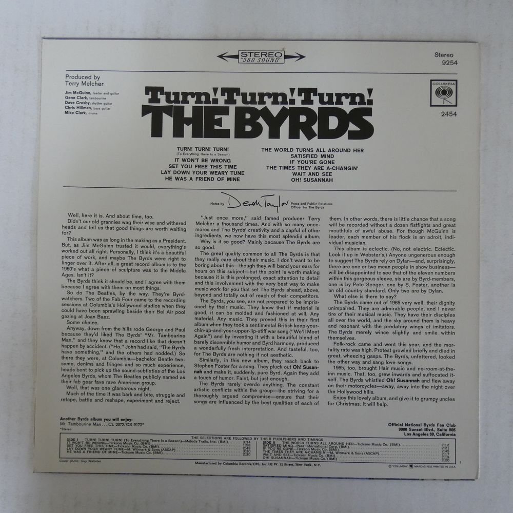 46073532;【US盤/美盤】The Byrds / Turn! Turn! Turn!の画像2