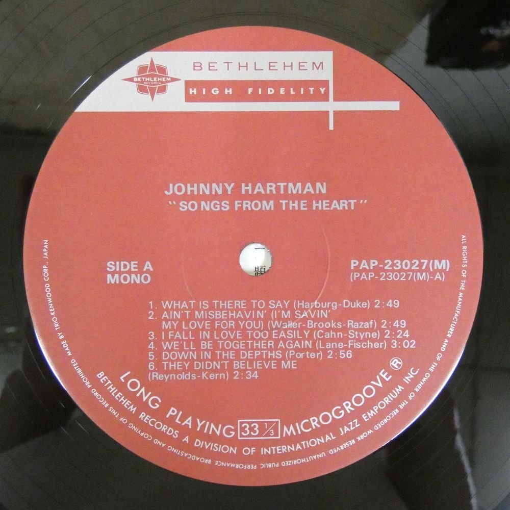 46073755;【帯付/BETHLEHEM/MONO】Johnny Hartman / Songs From The Heartの画像3