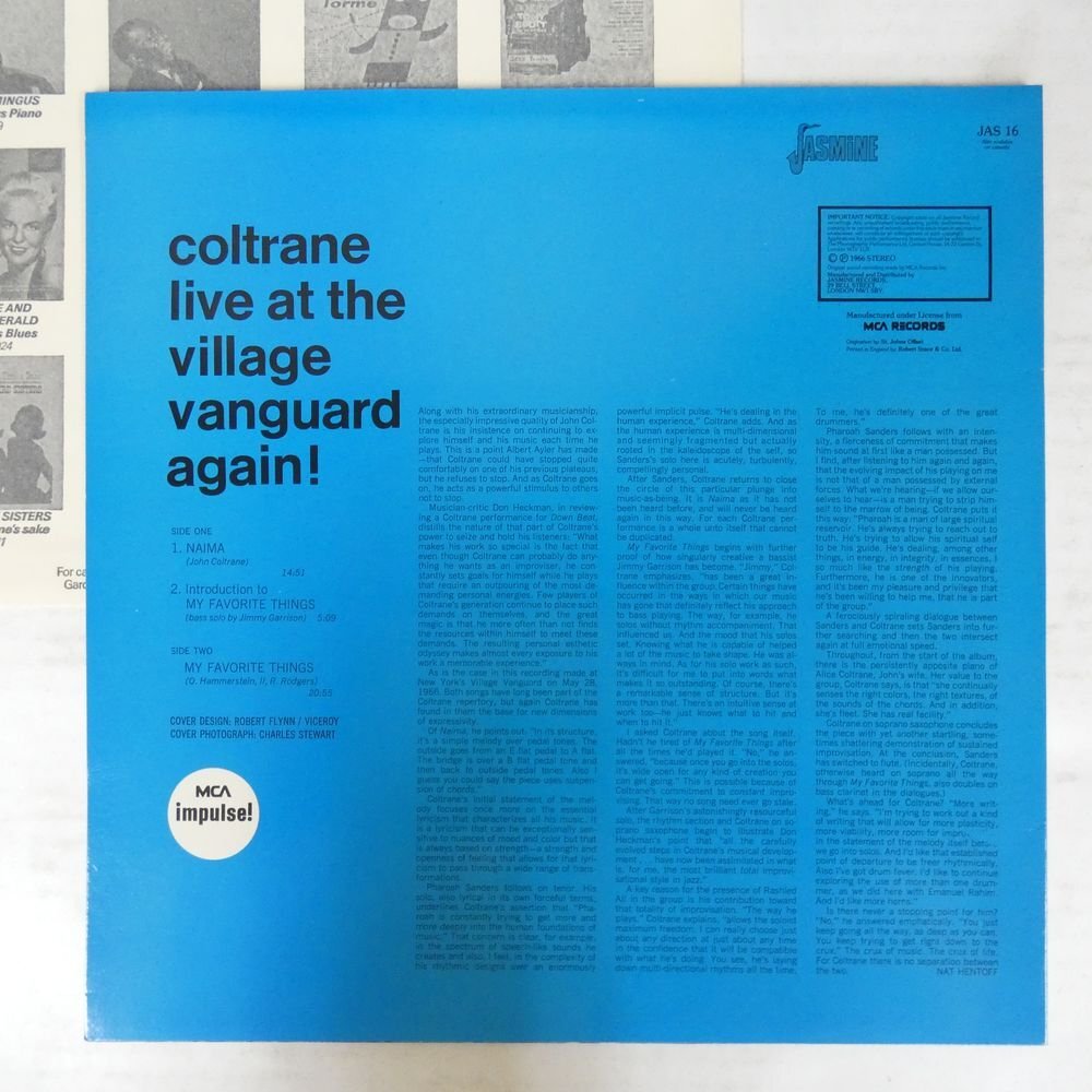 46073941;【UK盤/JASMINE/美盤】John Coltrane / Live At The Village Vanguard Again!の画像2