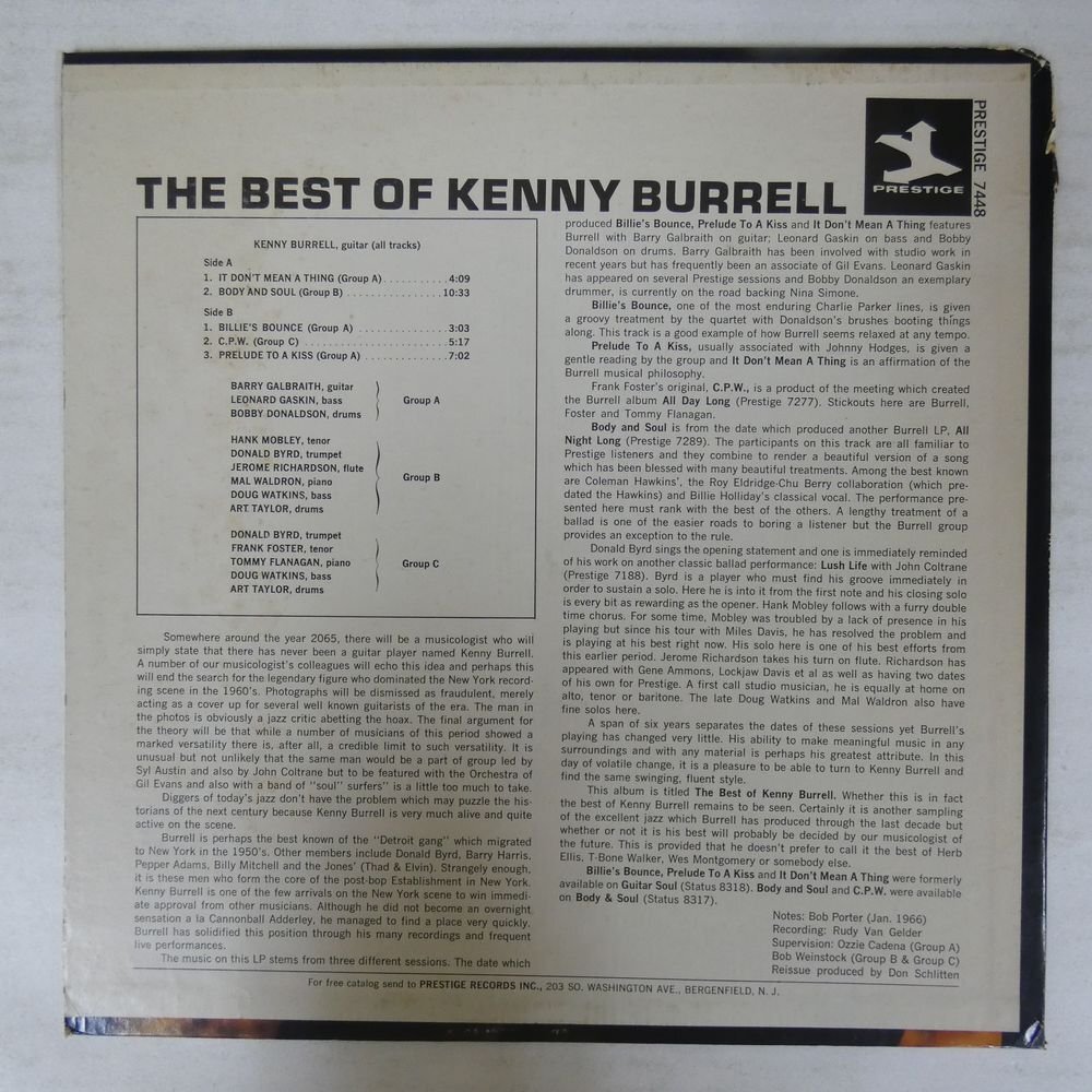 46073951;【US盤/Prestige】Kenny Burrell / The Best Of Kenny Burrellの画像2