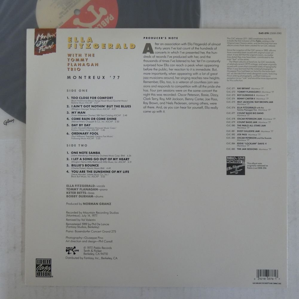 46074204;【US盤/OJC PABLO/美盤】Ella Fitzgerald With The Tommy Flanagan Trio / Montreux '77の画像2