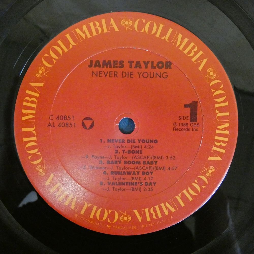 46074344;【US盤/希少88年アナログ/美盤】James Taylor / Never Die Young_画像3