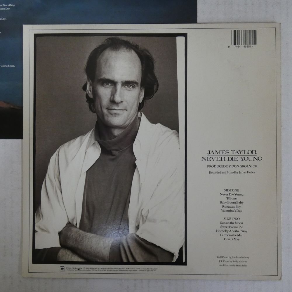 46074344;【US盤/希少88年アナログ/美盤】James Taylor / Never Die Youngの画像2