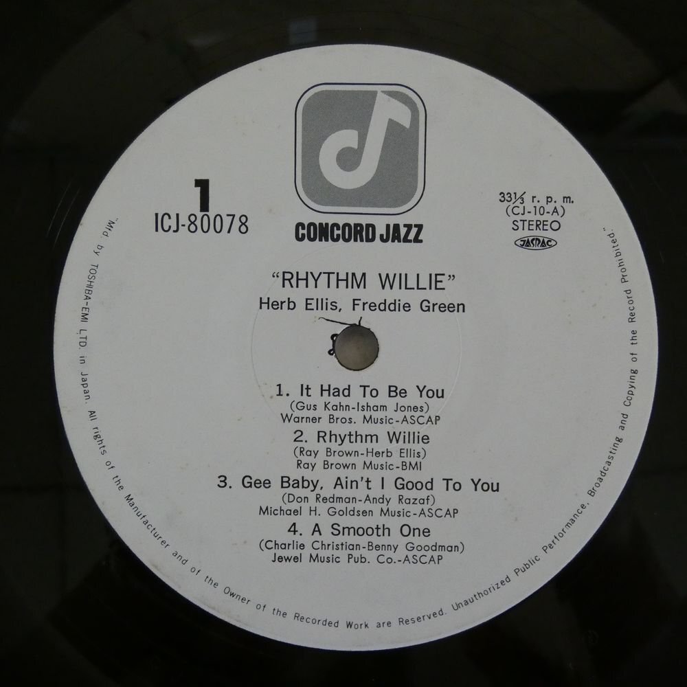 47059311;【帯付/ConcordJazz】Herb Ellis and Freddie Green / Rhythm Willieの画像3