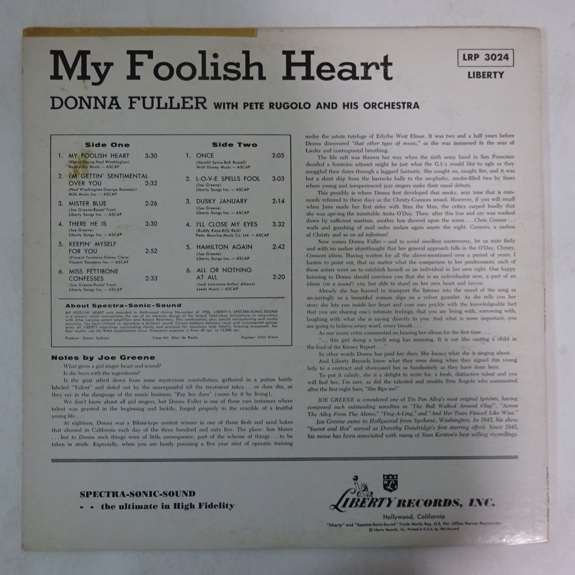 14030665;【USオリジナル/LIBERTY/MONO/リングターコイズ】Donna Fuller With Pete Rugolo And His Orchestra / My Foolish Heartの画像2