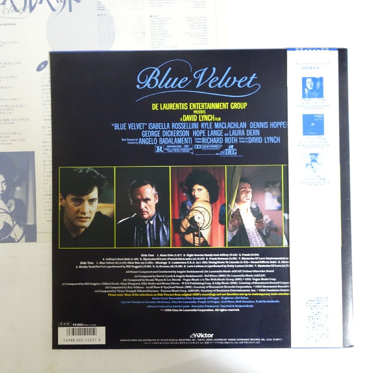 11185118;【JPN FIRST PRESS/初回帯付】Angelo Badalamenti / Blue Velvet ブルー・ベルベットの画像2