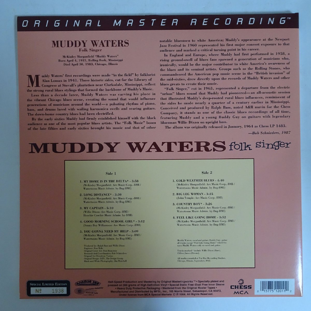 14030538;【US盤/MFSL復刻/Mobile Fidelity Sound Lab/高音質200g重量盤/限定シリアル/見開き】Muddy Waters / Folk Singer_画像3
