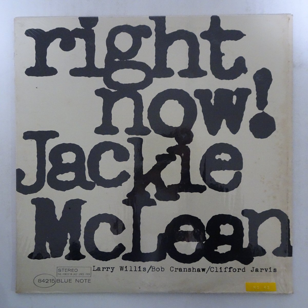 14030557;【US盤/BLUE NOTE/NewYorkラベル/VAN GELDER刻印/シュリンク付】Jackie McLean ジャッキー・マクリーン / Right Now!の画像1