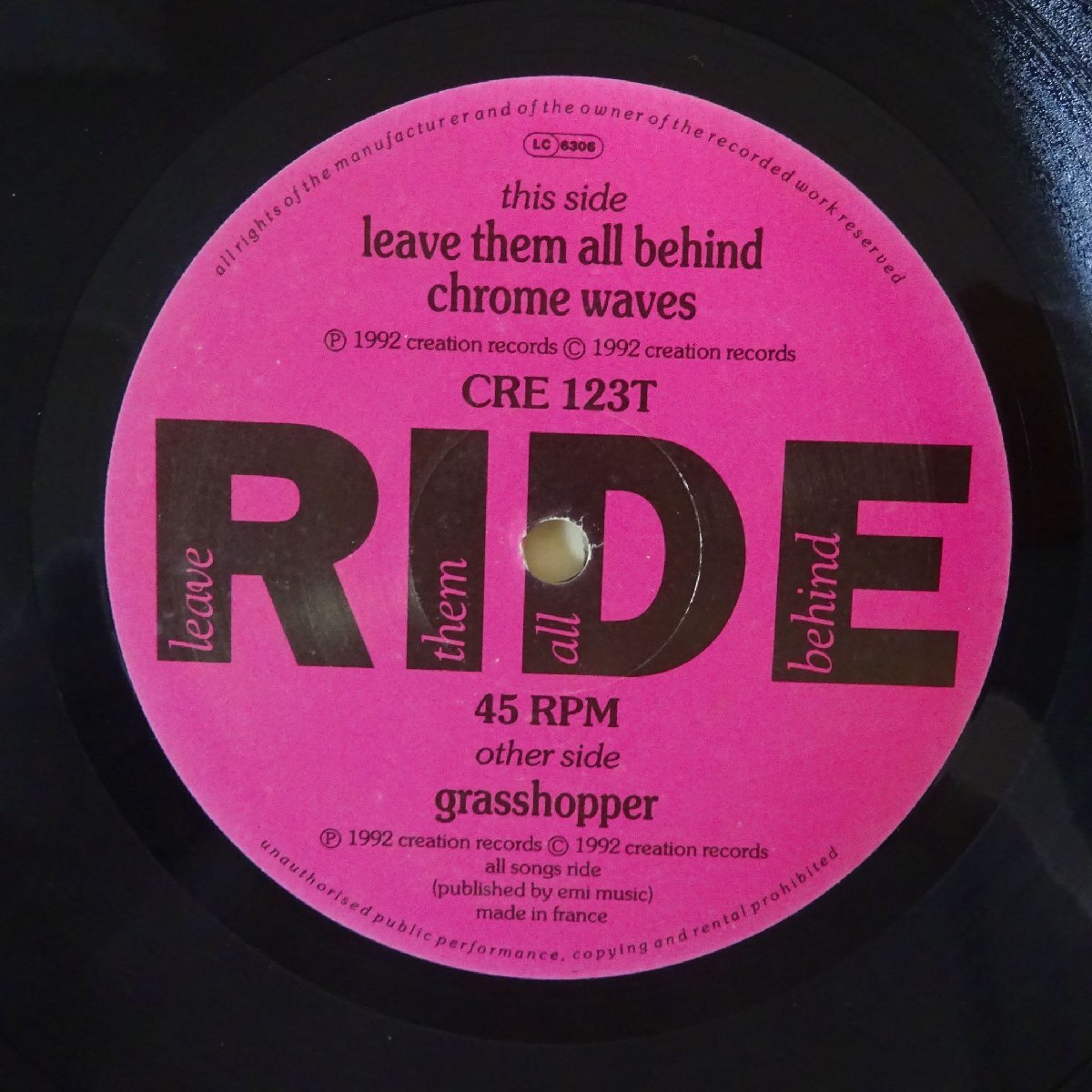 11186192;【ほぼ美盤/UKオリジナル/12inch】Ride / Leave Them All Behindの画像3
