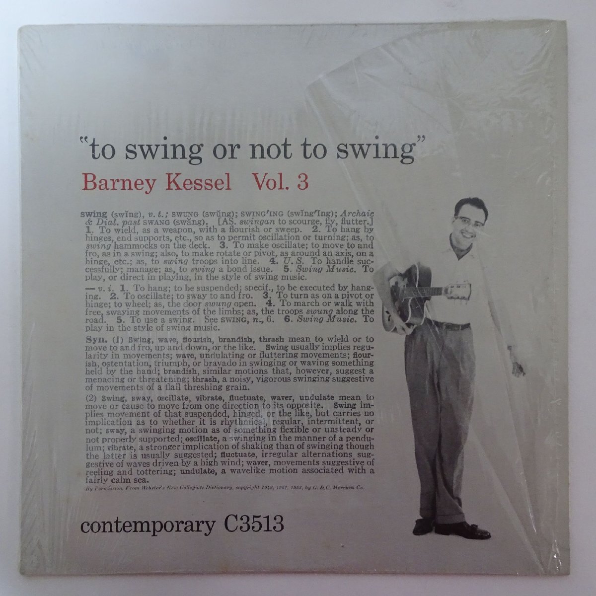 14030885;【US盤/CONTEMPORARY/黄ラベル/深溝/MONO/裏2色/シュリンク付】Barney Kessel / Vol. 3, To Swing Or Not To Swing_画像1