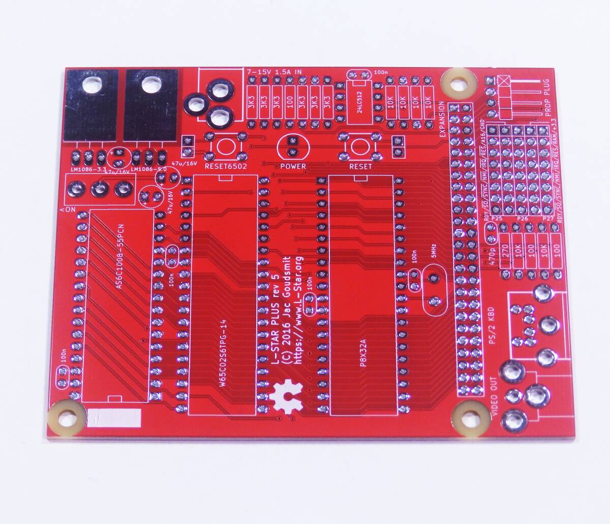 L-STAR Plus 基板 赤色 Propeller P8X32A W65C02 6502 AS6C1008 24LC512 Apple1 Woz Mon Integer Basic Krusader eb9e7_画像1