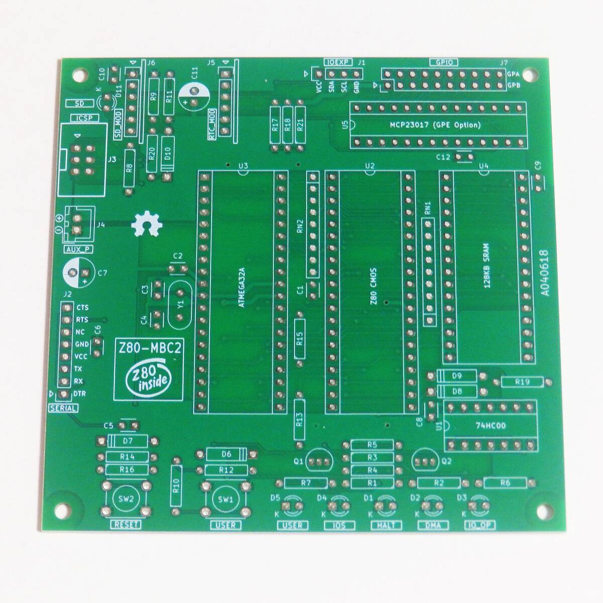 Z80-MBC2 製作用 プリント基板 緑色 Z80 マイコンボード 自作 電子工作 CPU CP/M ザイログ 東芝 SHARP NEC ATMEGA32 FUZIX eb9dz_画像1