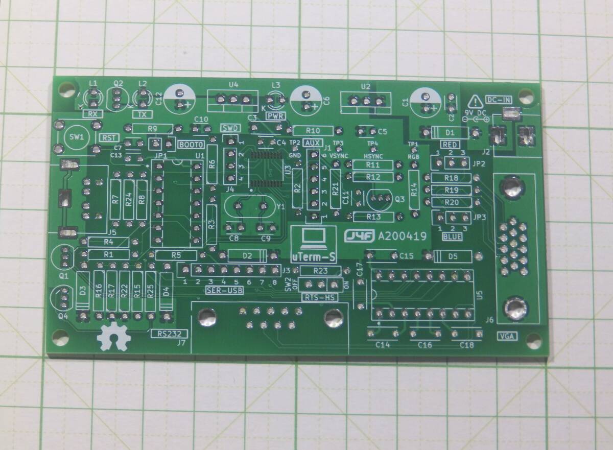 uTerm-S 製作用 プリント基板 緑色 VT100 ライクなターミナル マイコン VGA PS/2 RS232 STM32F030F4P6 eb9ea_画像3
