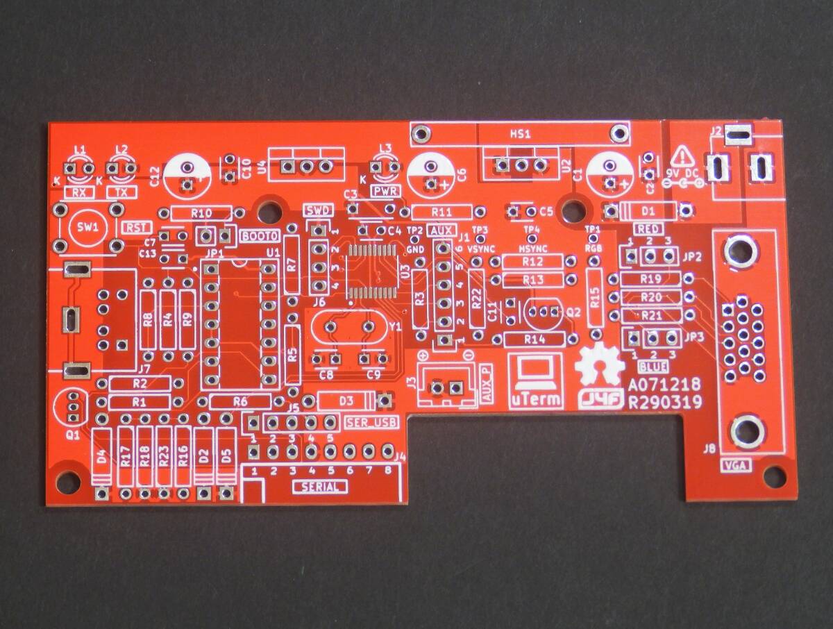 uTerm 製作用 プリント基板 赤色 Z80-MBC2の VT100 ライクなターミナル マイコン VGA PS/2 V20 68K シリアルUSB STM32F030F4P6 eb9ed_画像1