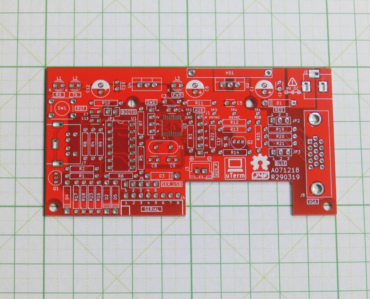 uTerm 製作用 プリント基板 赤色 Z80-MBC2の VT100 ライクなターミナル マイコン VGA PS/2 V20 68K シリアルUSB STM32F030F4P6 eb9ed_画像3