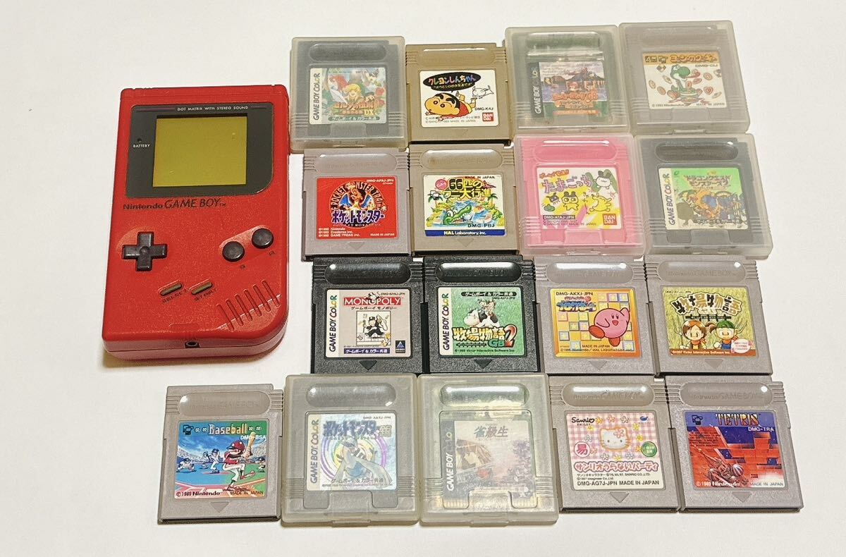 GB 本体 ゲームボーイ レッド DMG-001 動作確認済み 初代 Nintendo GAMEBOY ポケットモンスター ゼルダ カービィ セット まとめて ソフトの画像1