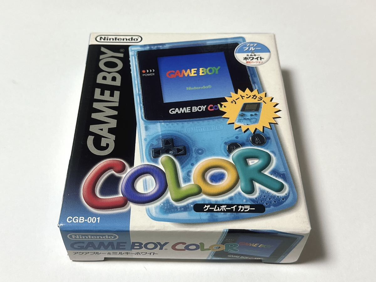 新品同様 ゲームボーイカラー 本体 アクアブルー ミルキーホワイト 動作確認済み ゲームボーイ カラー GBC Nintendo 美品の画像1