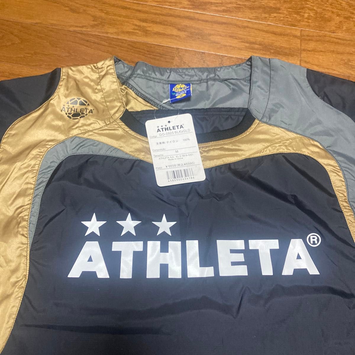 本日限定　アスレタ ATHLETA 半袖ピステ　M サッカー フットサル 半袖プラシャツ　GO-0925 BLK×GLD