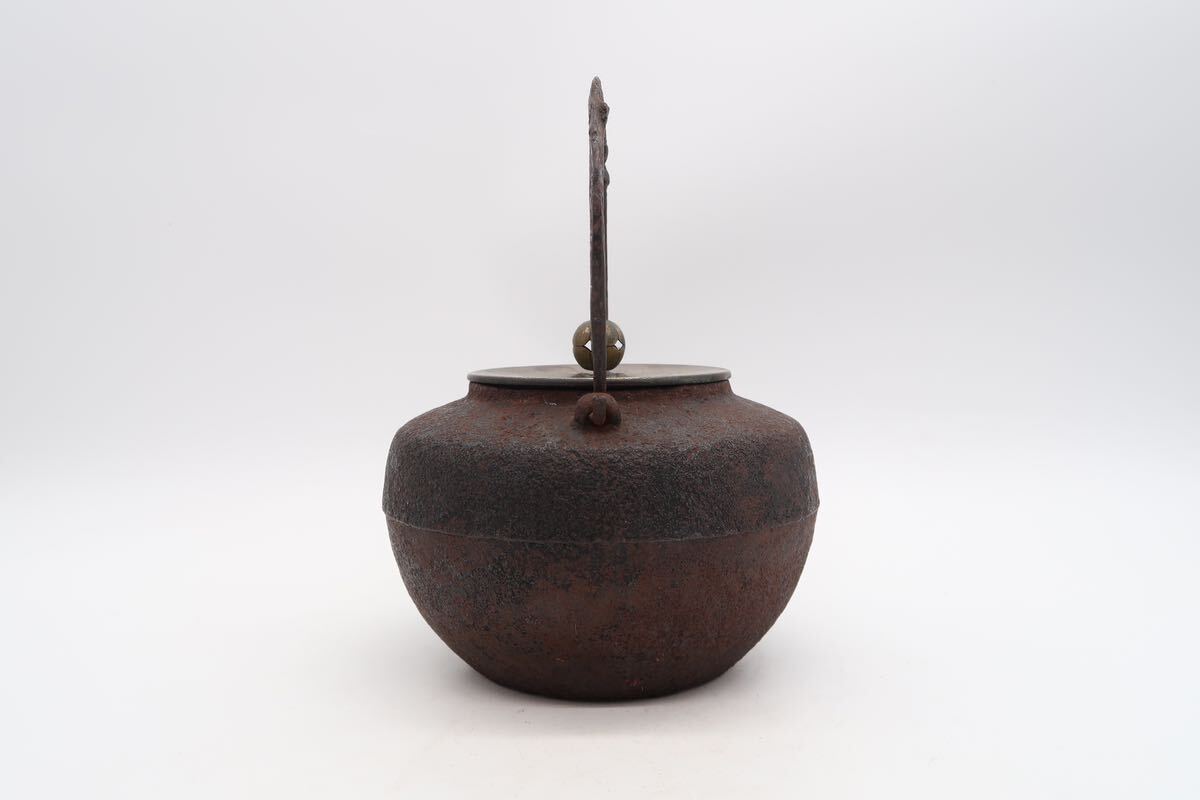 釜師 忠三朗 鉄瓶 銅蓋 在銘 煎茶道具 湯沸 急須茶道具 金属工芸 の画像2