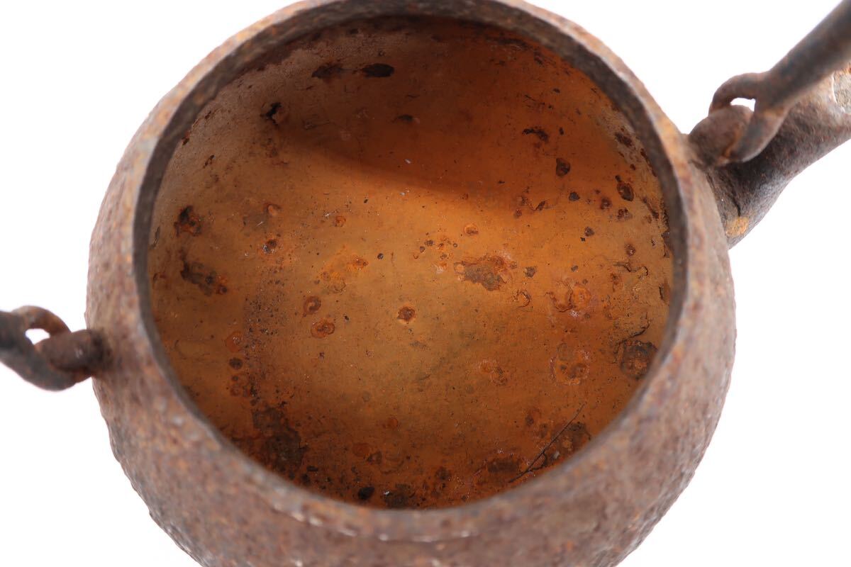 光玉堂 造 鉄瓶 銅蓋 在銘 煎茶道具 湯沸 急須 時代物 の画像6