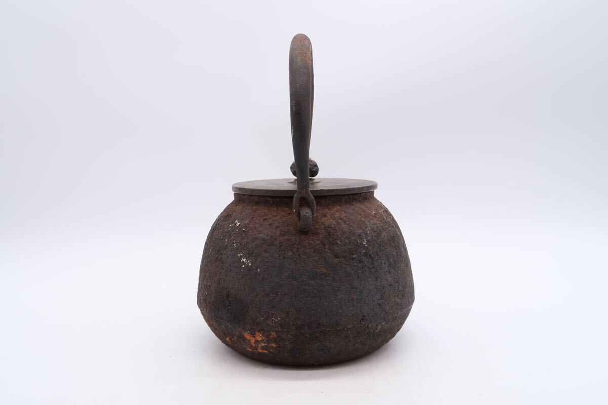 光玉堂 造 鉄瓶 銅蓋 在銘 煎茶道具 湯沸 急須 時代物 の画像2
