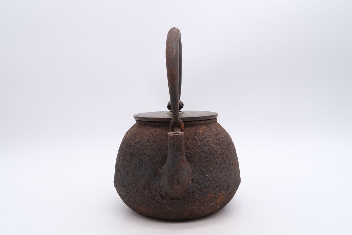 光玉堂 造 鉄瓶 銅蓋 在銘 煎茶道具 湯沸 急須 時代物 の画像4