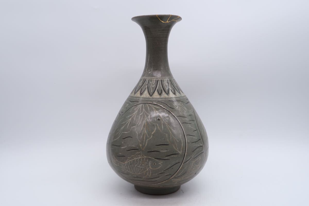 高麗青磁 花瓶 花器 高麗 一輪挿し 木箱付 中国美術 中国古玩 _画像3
