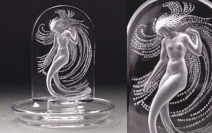 ∇花∇【ラリック/LALIQUE】 1930年発表 高級クリスタルガラス ナイアード(Naiade) ピントレイ(リングトレイ・灰皿) 所載同手品の画像1