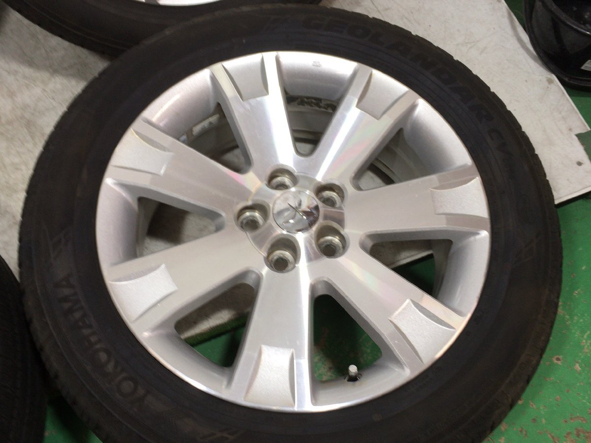 7～8分山 ヨコハマ GEOLANDAR G058 225/55R18 98V 2020年 デリカD5純正アルミ ENKEI 18x7J +38 114.3 ハブ径67ｍｍ 4本 ノーマルタイヤ_画像3