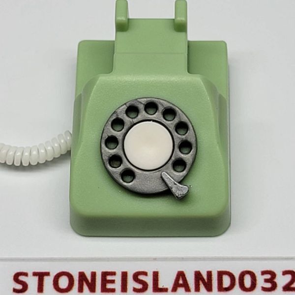 黒電話の若草色 ミニチュア 1/6 ドールハウス 玩具 家電 電話 レトロ アンティーク おもちゃ ジオラマ 模型 ミニチュアシリーズ L713の画像7