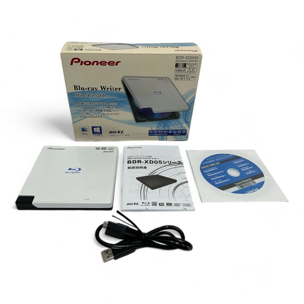 パイオニア Pioneer BDXL対応 USB3.0 クラムシェル型ポータブルブルーレイドライブ ホワイト 白箱 BDR-XD05W-XL2の画像1