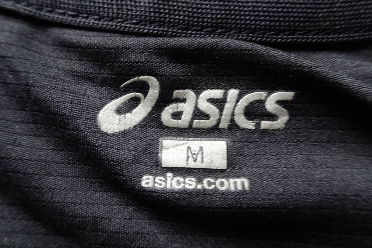 asics/アシックス/XA105N/半袖Tシャツ/速乾性素材/ロゴプリント/黄ステッチ/スポーツ/黒/ブラック/Mサイズ(4/23R)_画像3