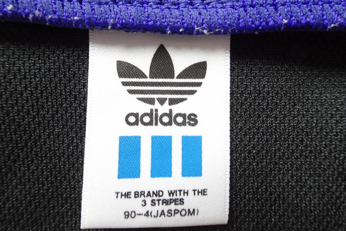 adidas/ Adidas /ATS-909/ длинный рукав спортивная куртка / джерси материалы / три лист Logo / фиолетовый переключатель / передний Zip выше / чёрный / черный /M размер (4/26R)