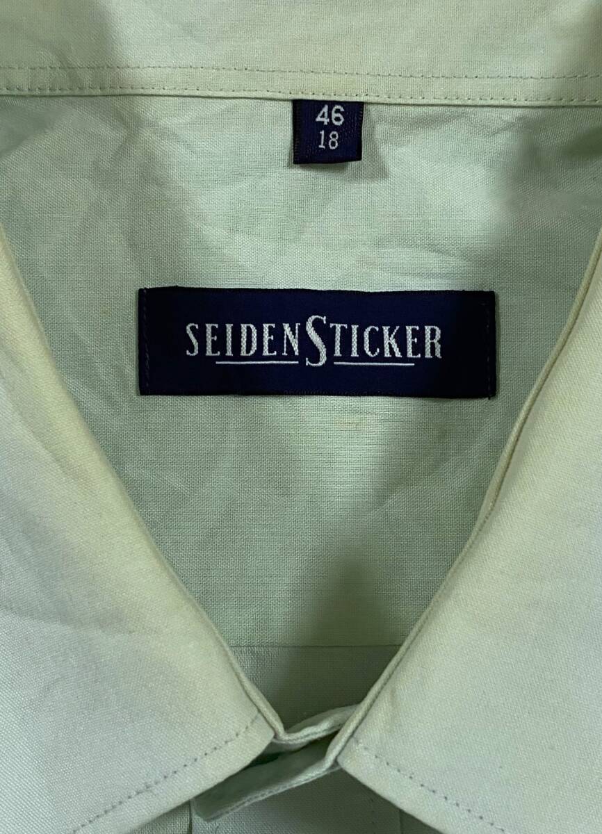 E-219 \300即決セール 難あり輸入古着シャツ SELDEN STIKCER ミントグリーン 長袖レギュラーカラーシャツ 46 (XL US-FIT) の画像4