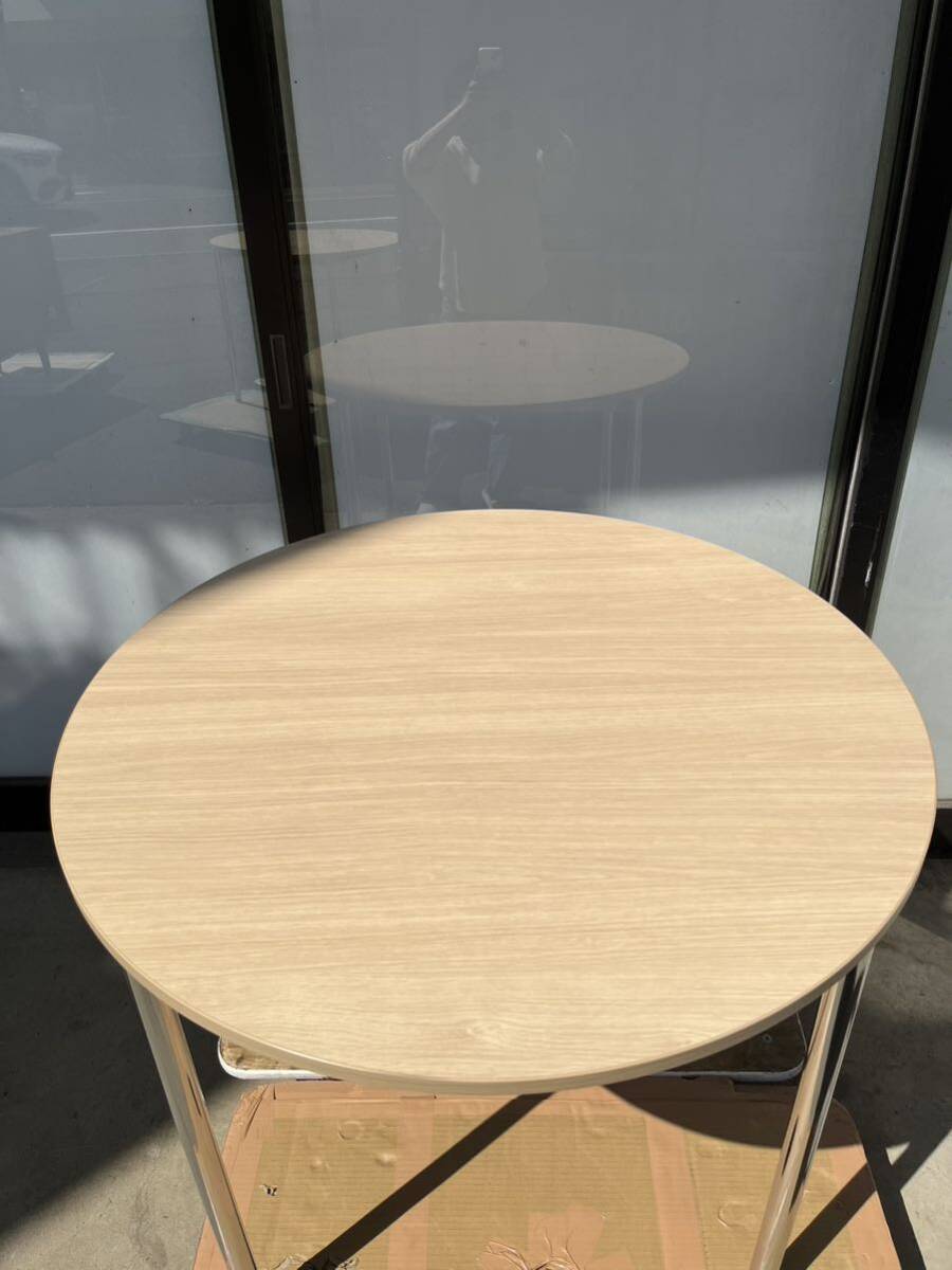[418]　ITOKI　イトーキ　オリゴテーブル　丸テーブル　4本脚　ナチュラル×シルバー　ミーティングテーブル　Φ900×H720　①_画像6