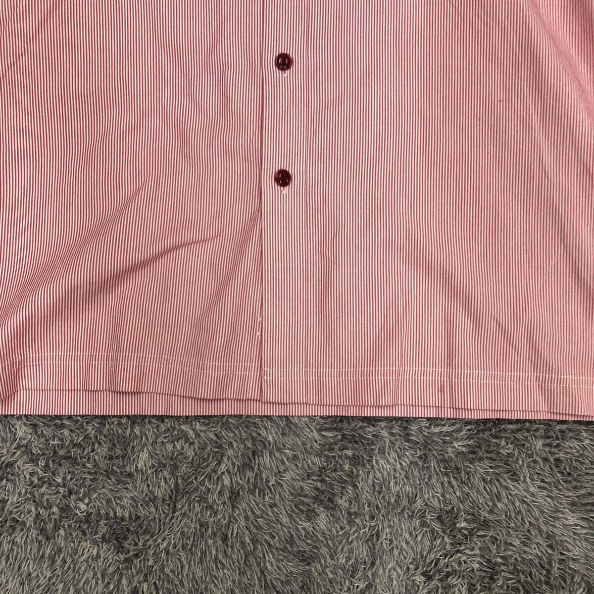 LANDS'END ランズエンド ワークシャツ 長袖シャツ サイズL ストライプ ピンク コットンポリ 薄手 ナイロン メンズ トップス 最落無 （P18）の画像4