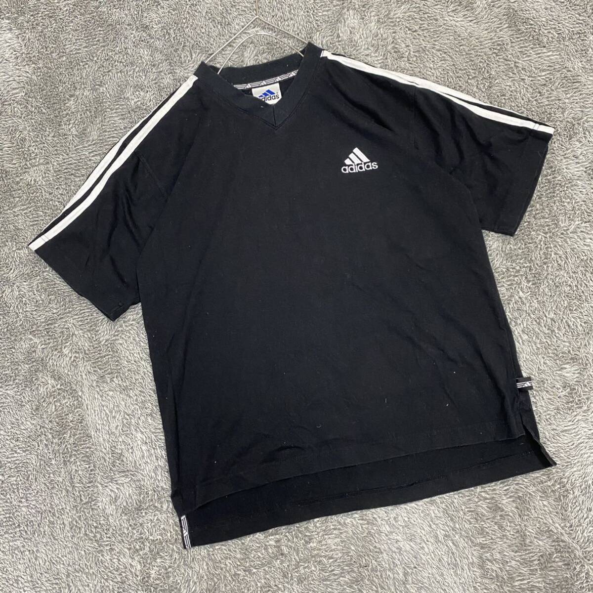 adidas アディダス 90s 90年代 Tシャツ 半袖カットソー サイズM ブラック 黒 メンズ トップス 最落なし （U18）_画像1