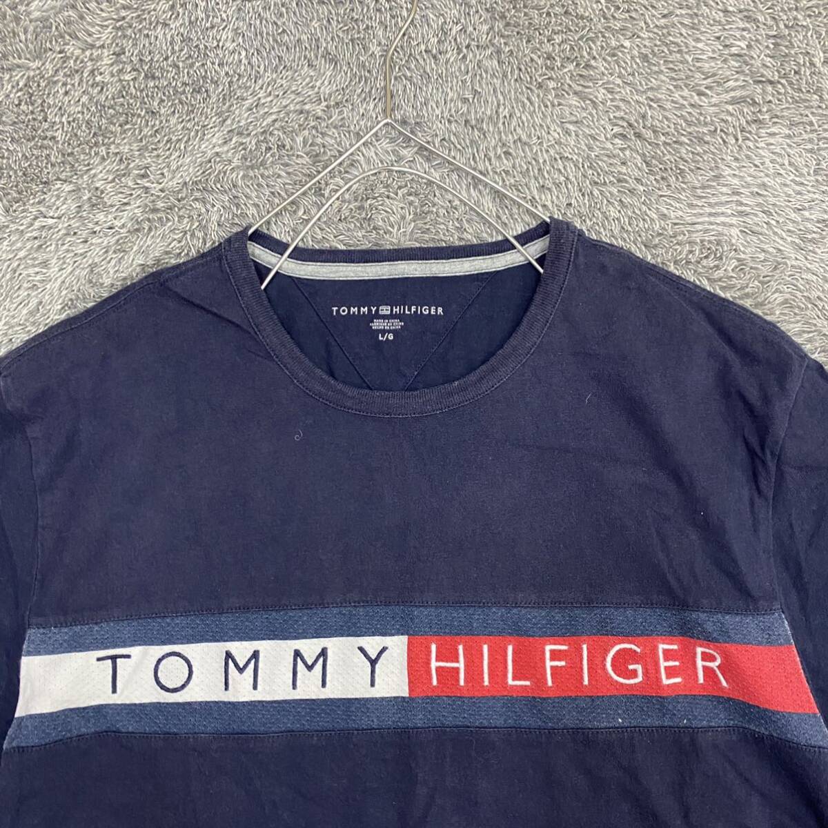 TOMMYHILFIGER トミーヒルフィガー Tシャツ 半袖カットソー サイズL ネイビー 紺色 メンズ トップス 最落なし （U18）の画像3