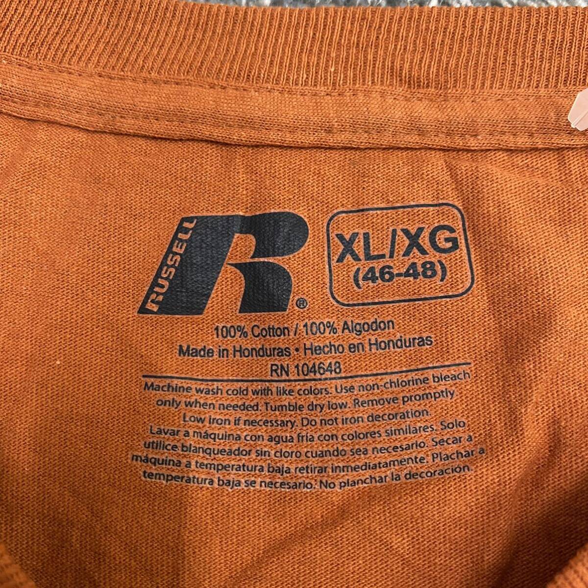 RUSSELL ラッセル Tシャツ 半袖カットソー サイズXL オレンジ メンズ トップス 最落なし （X18）の画像6