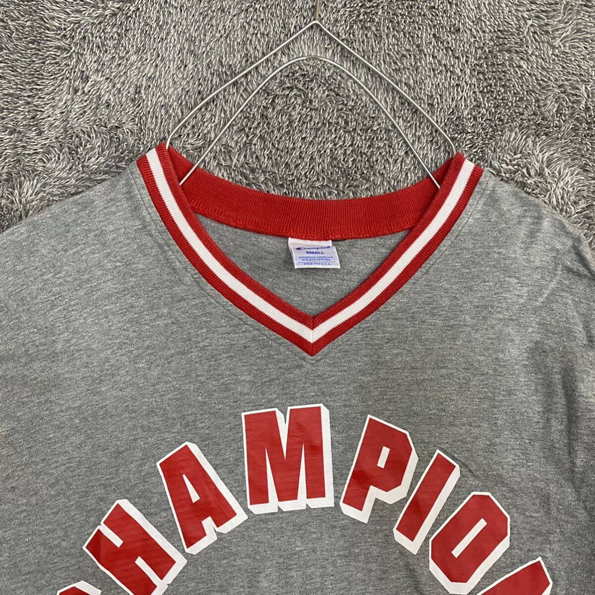 Champion チャンピオン Tシャツ 半袖カットソー ゲームシャツ メッシュ サイズS グレー 灰色 メンズ トップス 最落なし （S18）_画像3