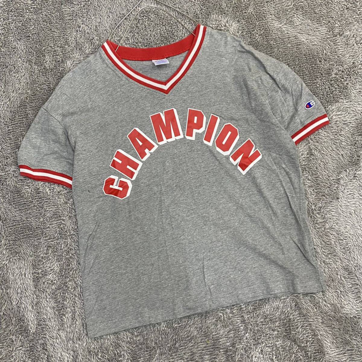 Champion チャンピオン Tシャツ 半袖カットソー ゲームシャツ メッシュ サイズS グレー 灰色 メンズ トップス 最落なし （S18）_画像1