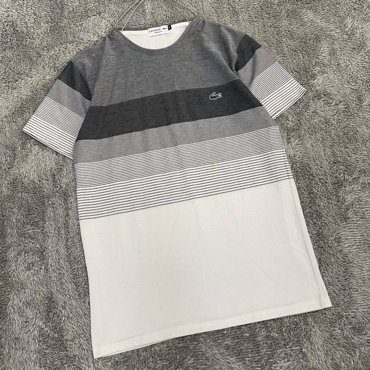 LACOSTE ラコステ Tシャツ 半袖カットソー サイズXXL グレー 灰色 メンズ トップス 最落なし （Z18）の画像1
