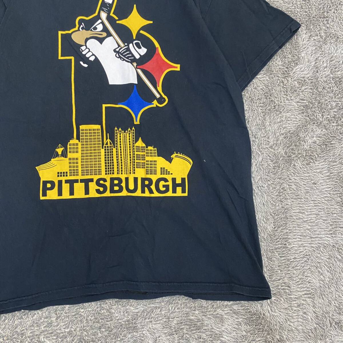Pittsburgh ピッツバーグ Tシャツ 半袖カットソー ブラック 黒 メンズ トップス 最落なし （Z18）_画像5