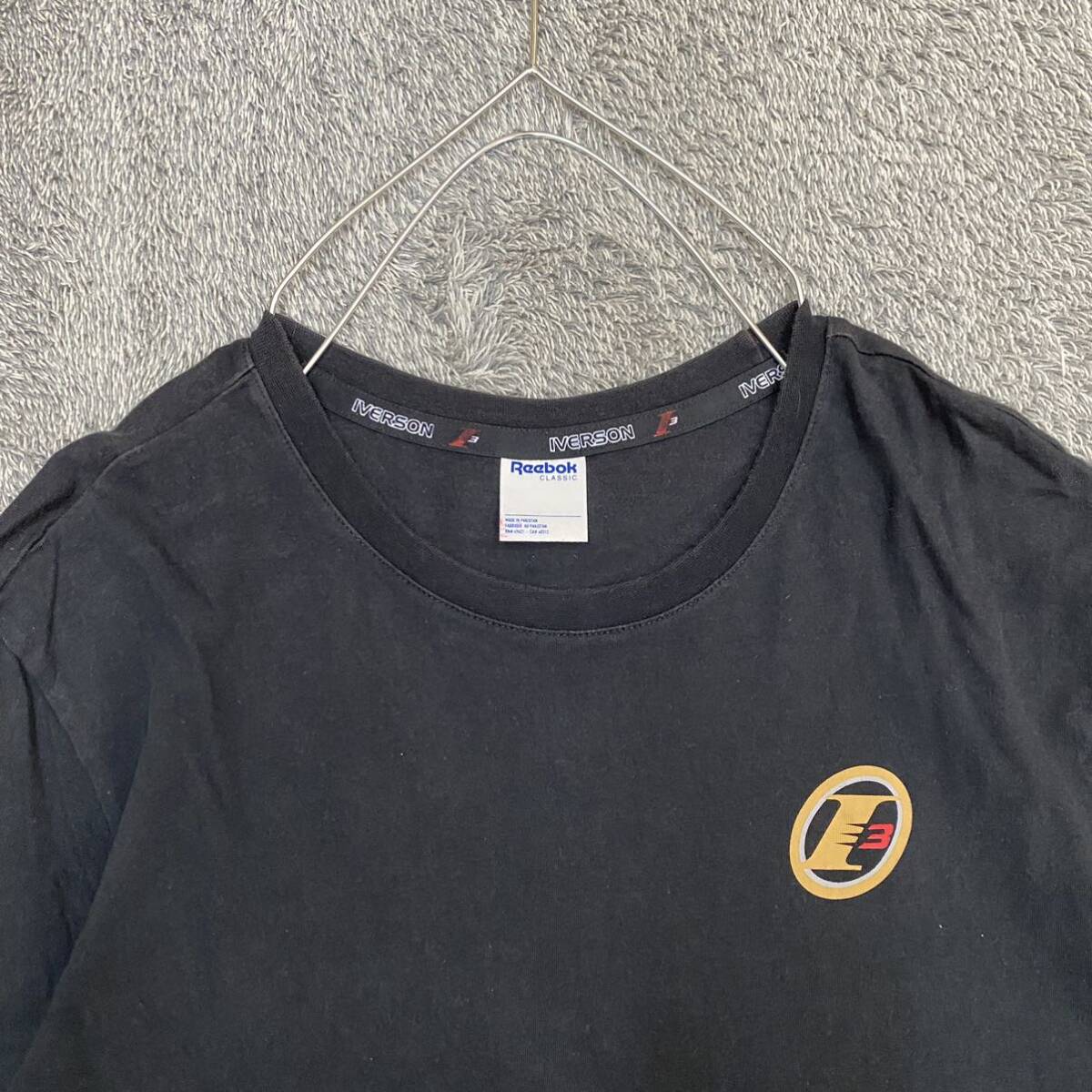 Reebok リーボック Tシャツ 半袖カットソー サイズL ブラック 黒 メンズ トップス 最落なし （Z18）の画像3